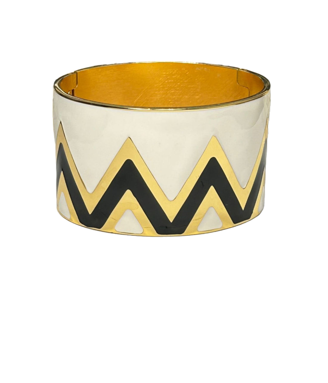 Francesca Bianchi - Bracciale donna rigido CHEVRON Bianco Nero