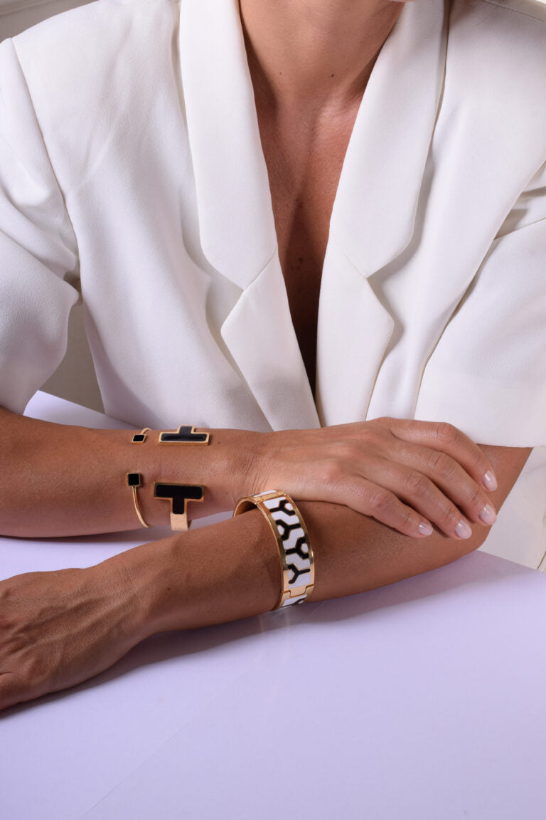 Francesca Bianchi - Bracciale wire quadrato nero