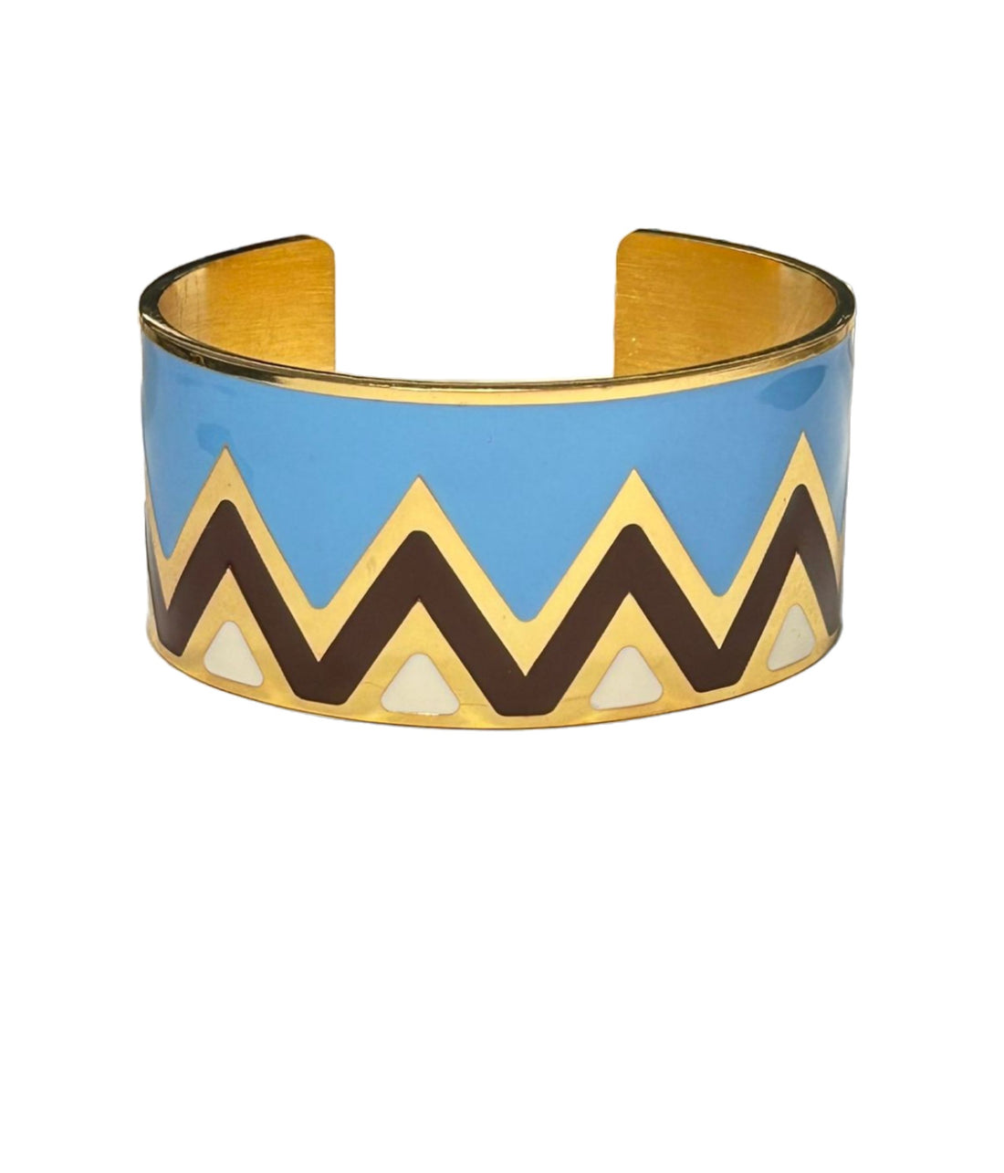 Francesca Bianchi - Bracciale donna aperto CHEVRON PALE celeste moro