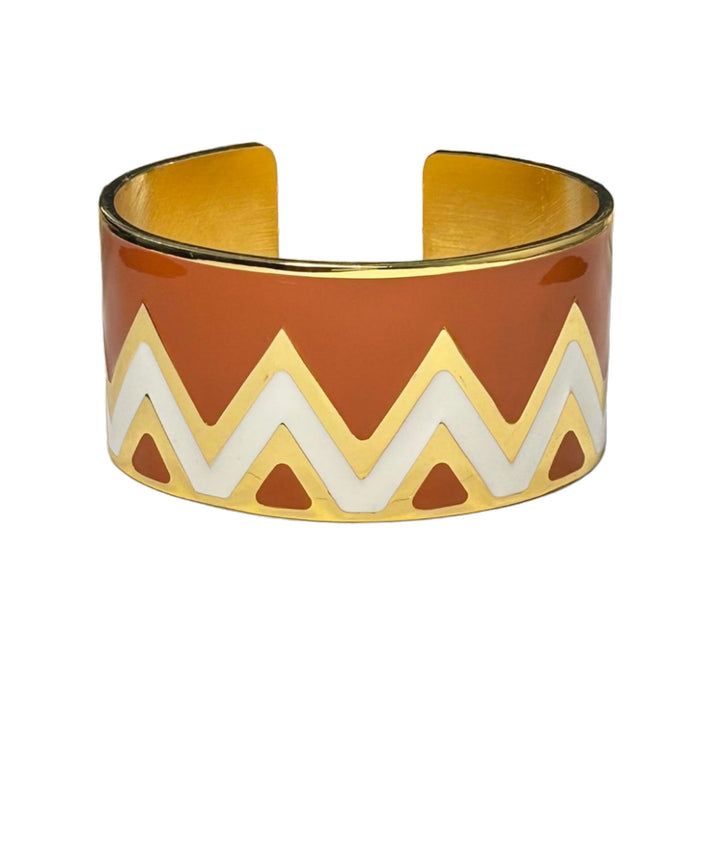 Francesca Bianchi - Bracciale donna aperto CHEVRON PALE caramello bianco