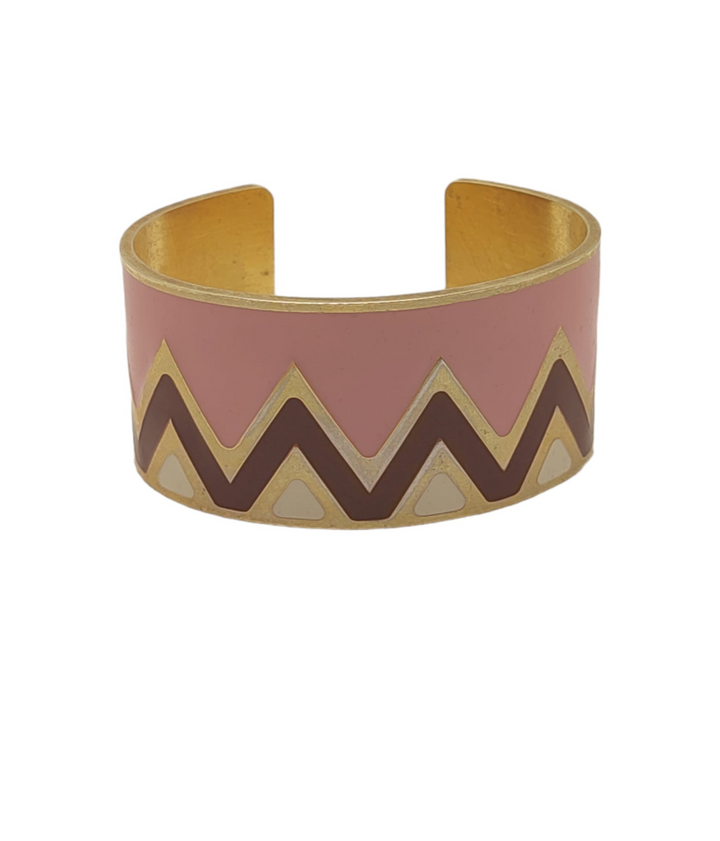 Francesca Bianchi - Bracciale donna aperto CHEVRON PALE rosa bordeaux panna