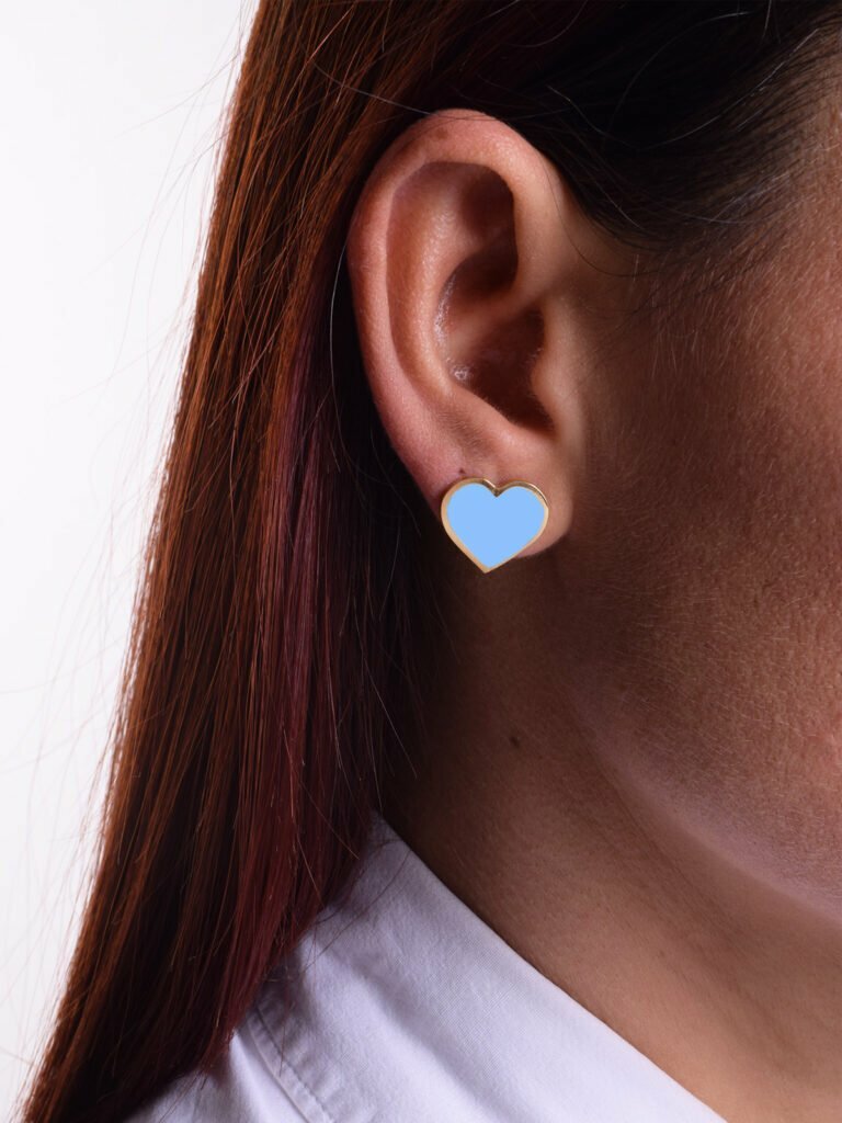 Francesca Bianchi- Orecchini lobo mini Cuore azzurro