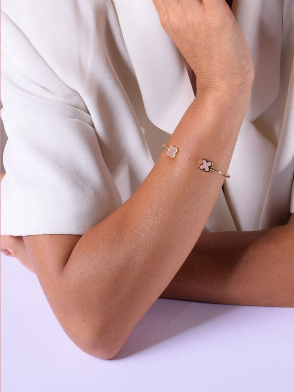 Francesca Bianchi - Bracciale wire quadrifoglio rosa