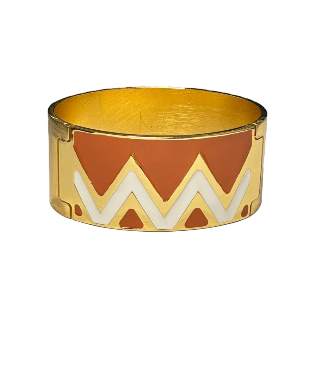 Francesca Bianchi - Bracciale donna rigido CHEVRON caramello bianco