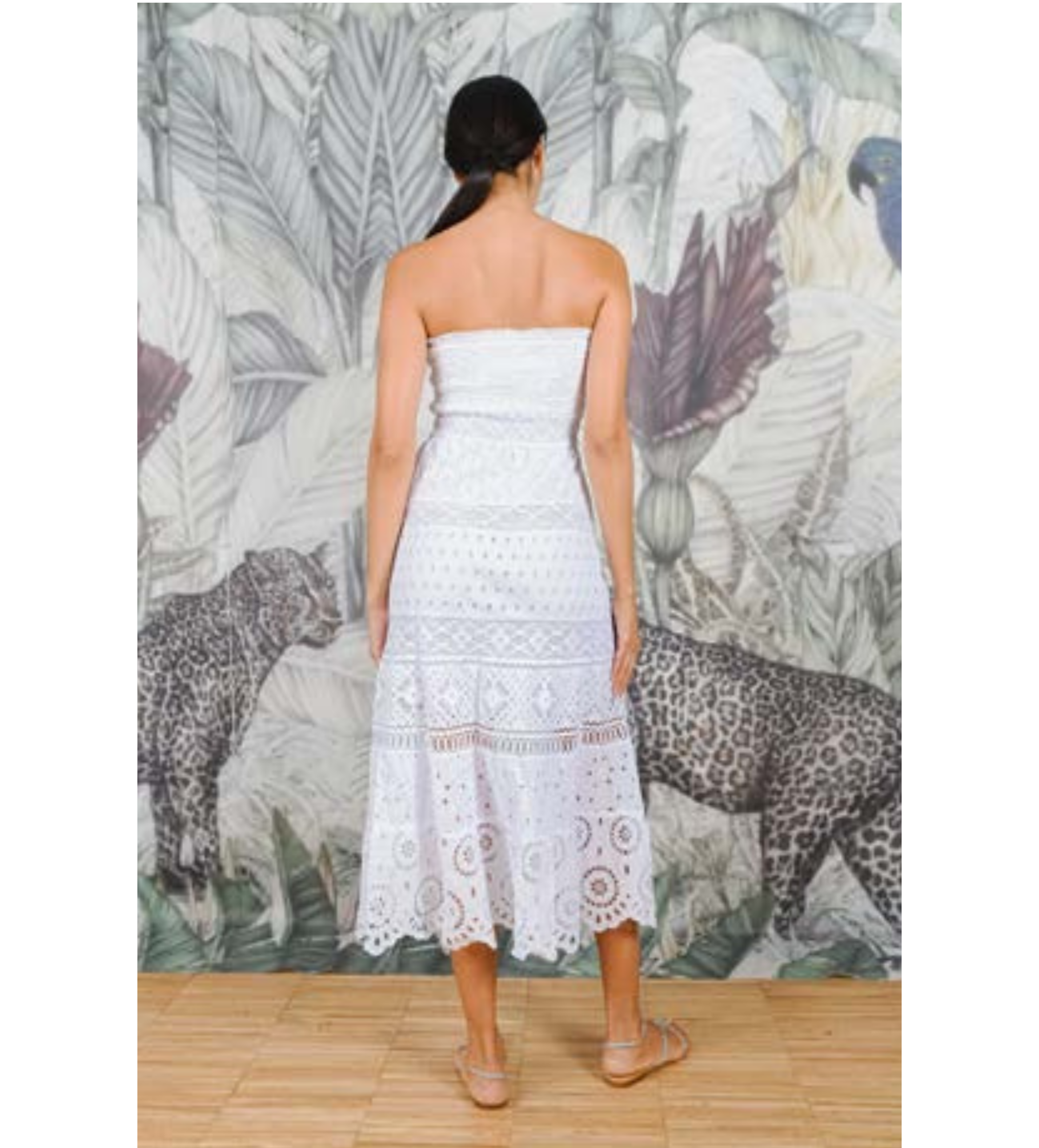 Temptation Positano abito lungo in pizzo San Gallo Bianco