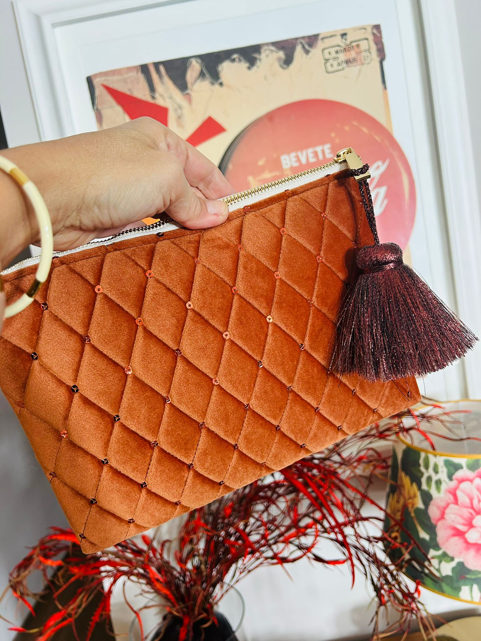 Paola Simonetti - Pochette in velluto ruggine