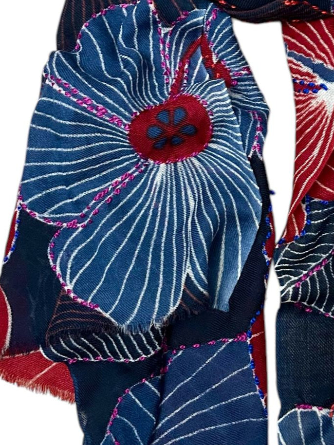 Paola Simonetti - Sciarpa in lana ricamata a mano