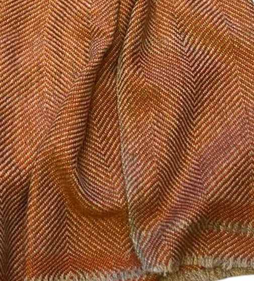 Paola Simonetti - Sciarpa in cachemire fantasia spigata mattone