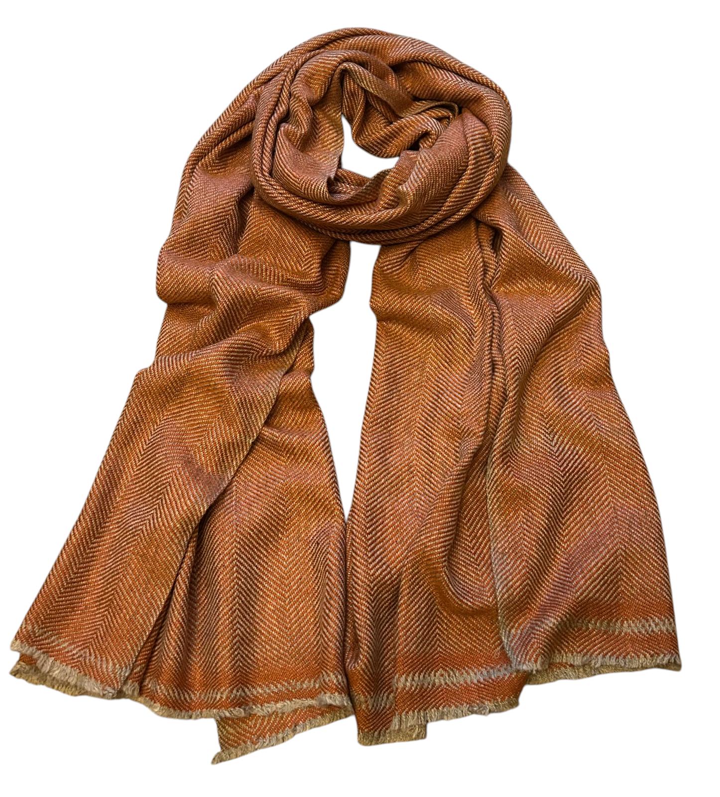 Paola Simonetti - Sciarpa in cachemire fantasia spigata mattone