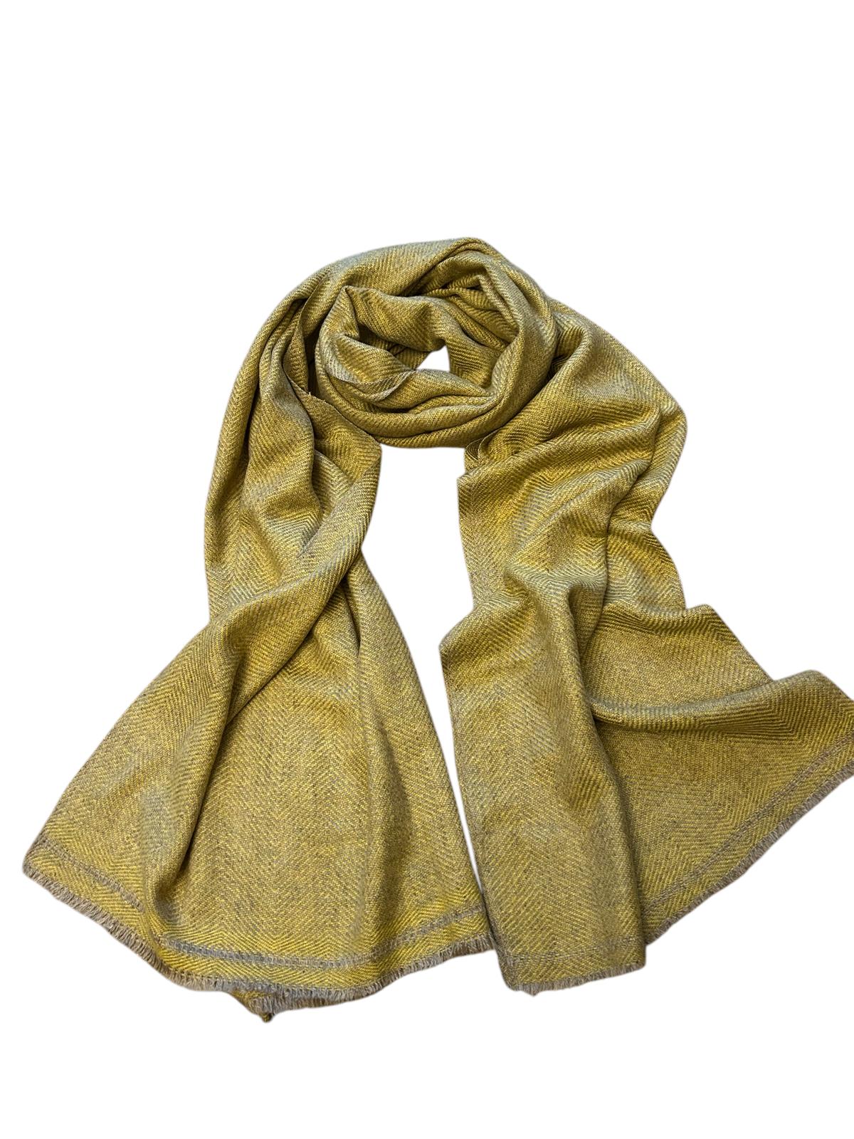 Paola Simonetti - Sciarpa in cachemire fantasia spigata senape