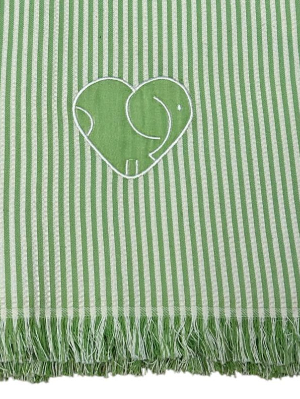 Telo mare in cotone rigato bianco verde