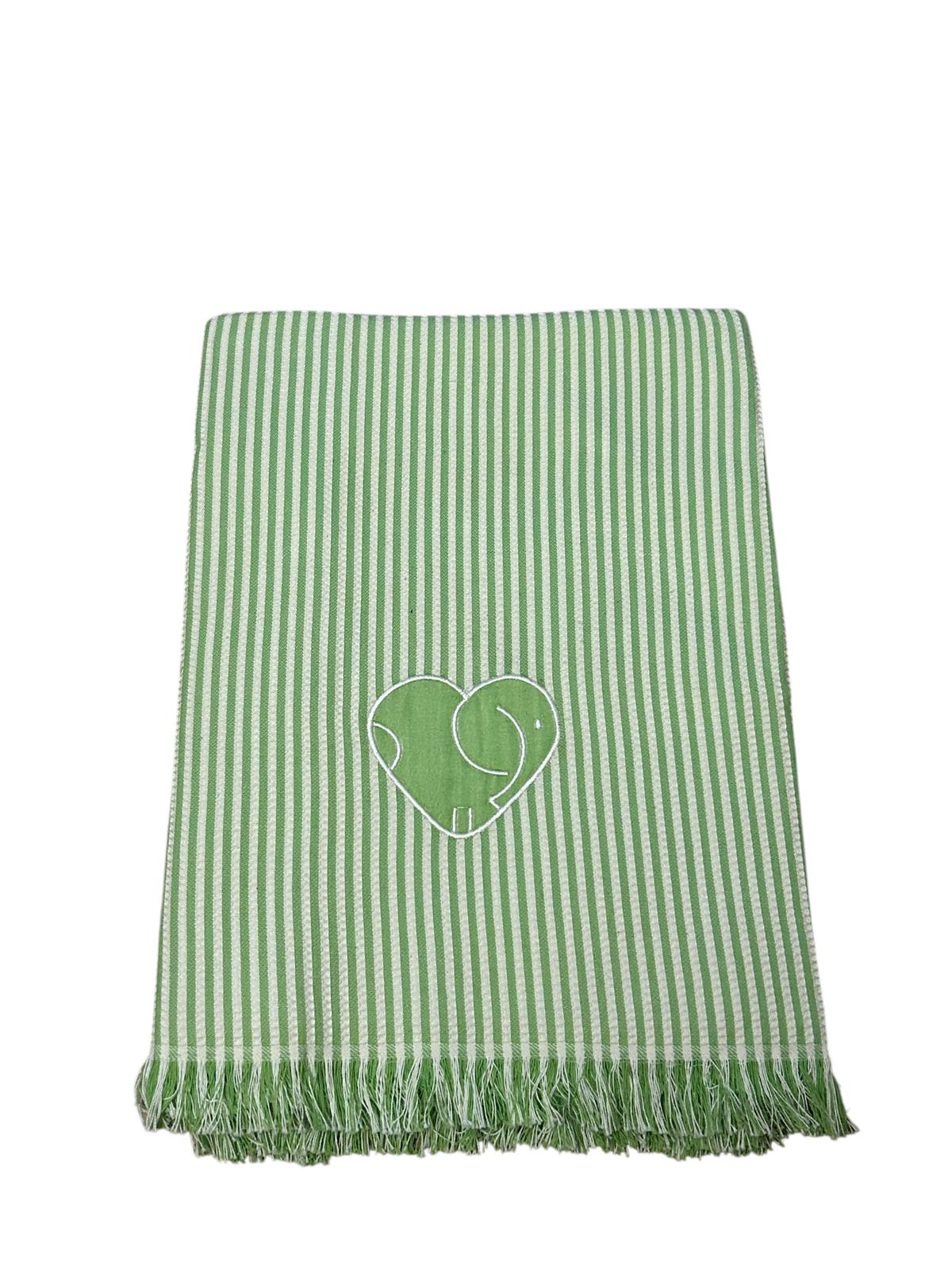 Telo mare in cotone rigato bianco verde