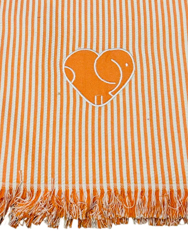 Telo mare in cotone rigato arancio