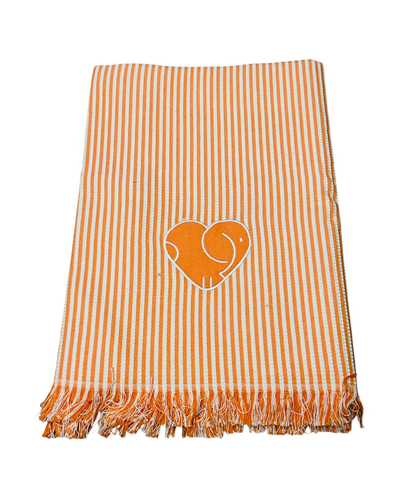 Telo mare in cotone rigato arancio
