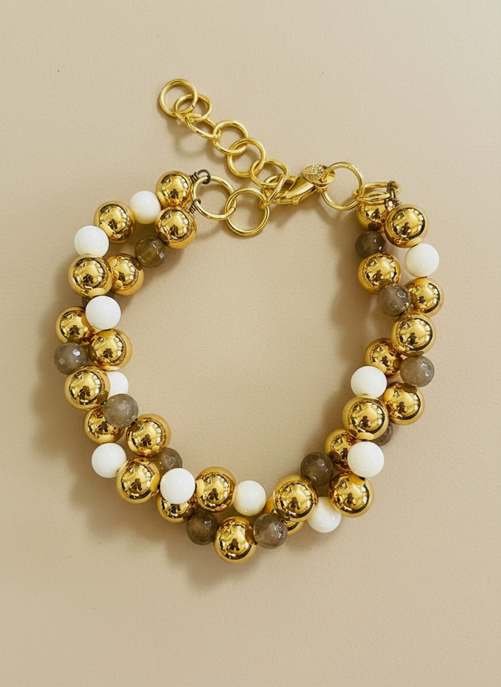 Collana in Bronzo Bagnato in Oro 24k con Pietre Semipreziose