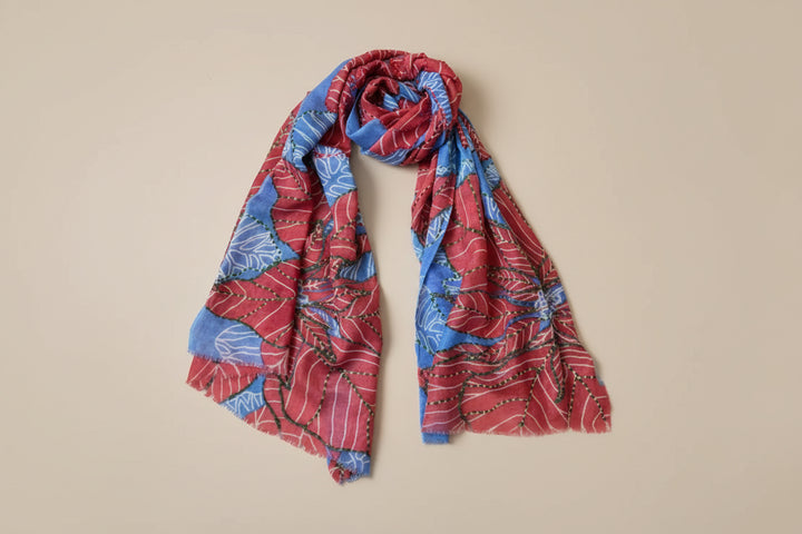 Sciarpa 100% lana ricamata a mano