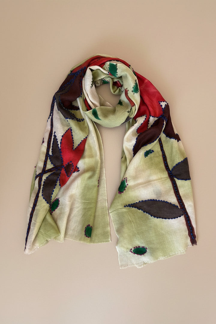 Sciarpa 100% cashmere ricamata a mano