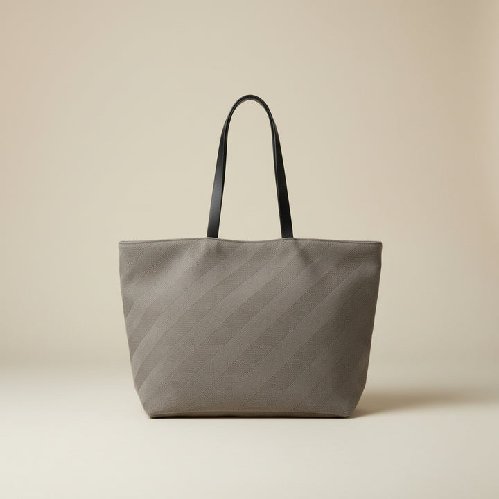 Borsa a spalla in lana con manico di cuoio - Pezzo unico