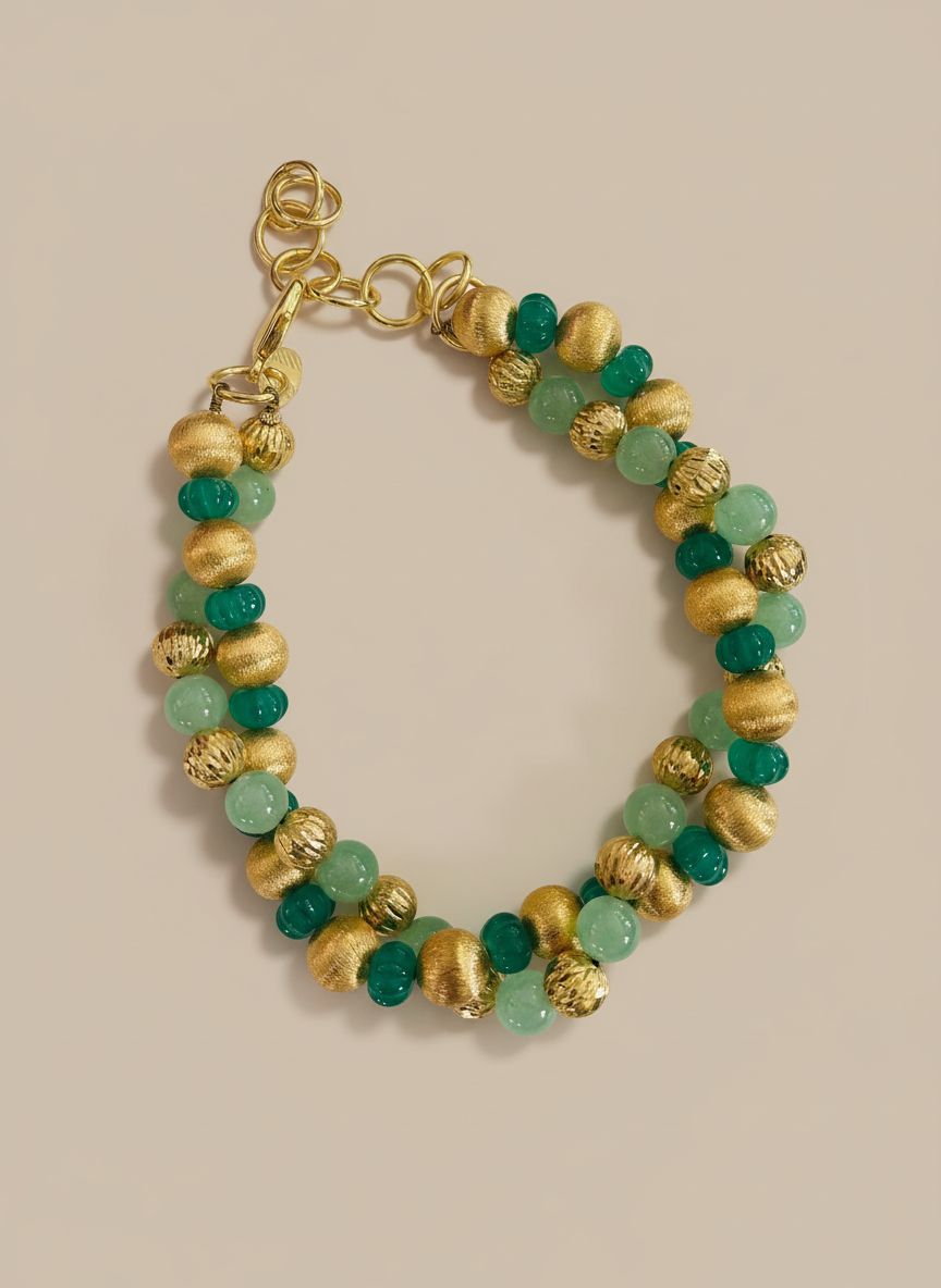 Collana in Bronzo Bagnato in Oro 24k con Pietre Semipreziose