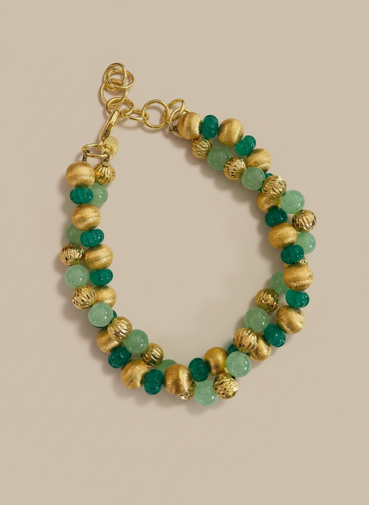 Collana in Bronzo Bagnato in Oro 24k con Pietre Semipreziose