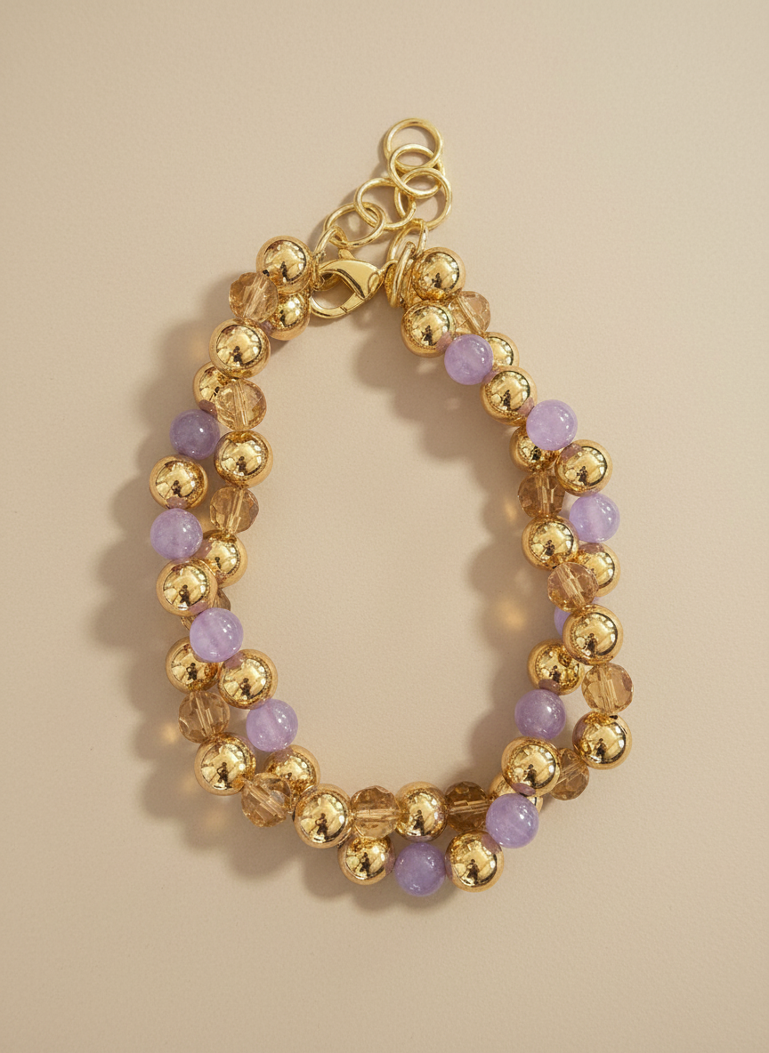 Collana in Bronzo Bagnato in Oro 24k con Pietre Semipreziose