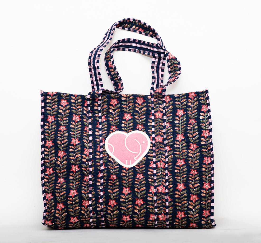 Paola Simonetti Shopper reversibile logo elefantino rosa