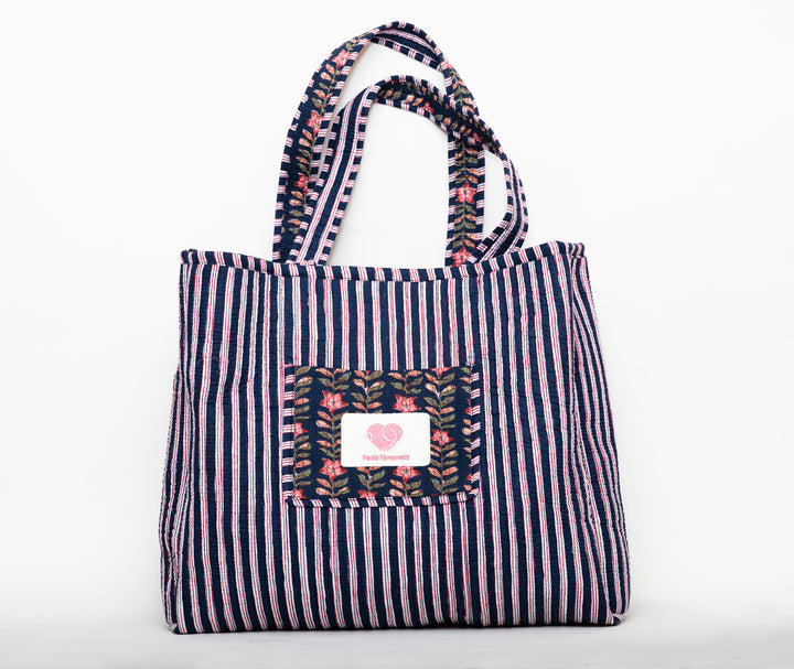 Paola Simonetti Shopper reversibile logo elefantino rosa