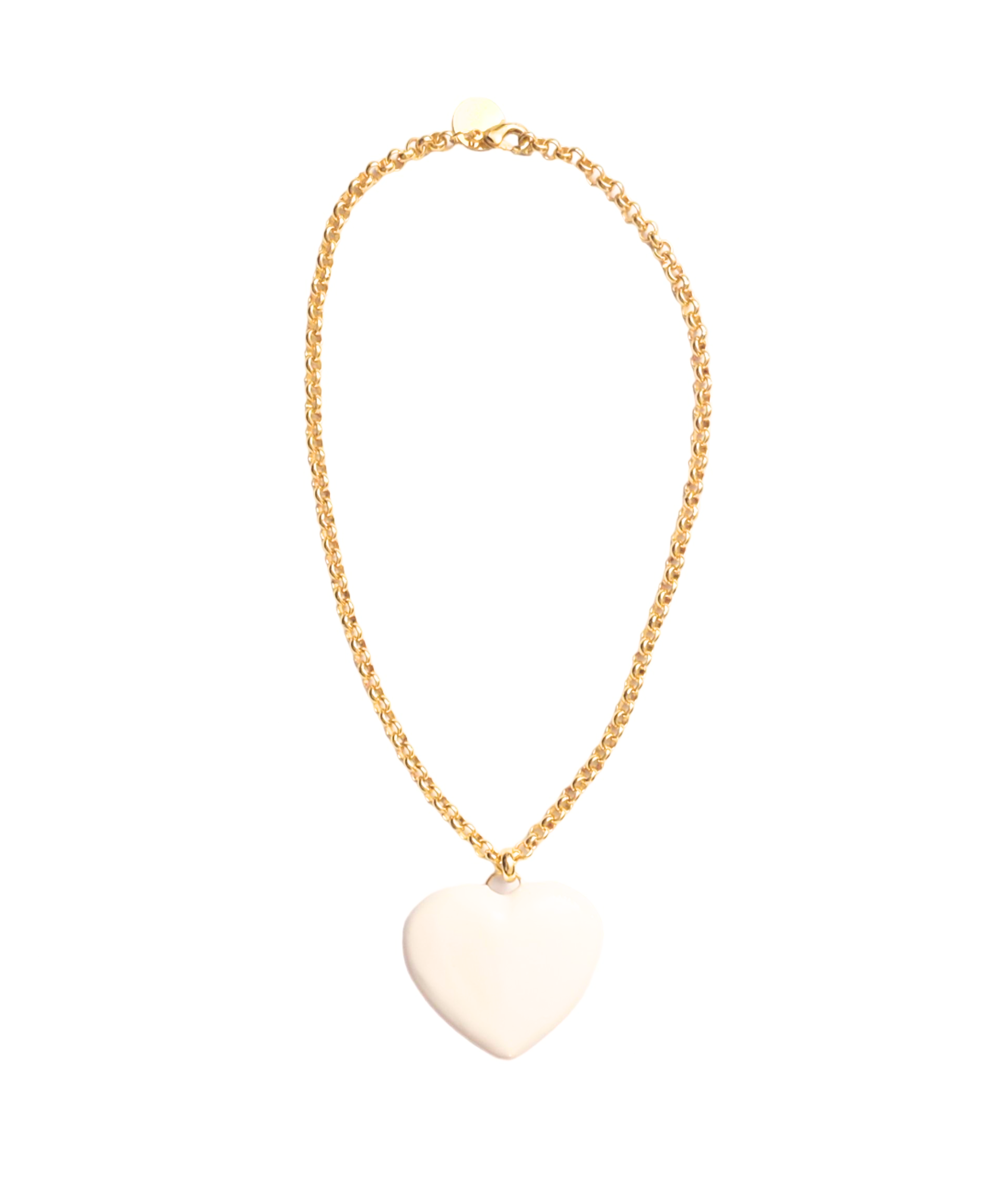 Francesca Bianchi  - Collana catena cuore bombato bianco
